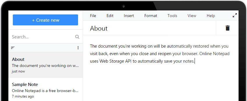Tieseo Online Notepad Screenshot